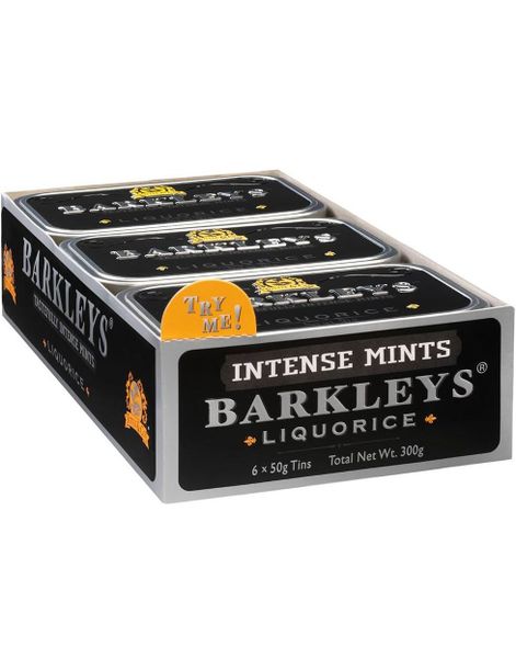 6 stk Barkleys Tastefully Intense Mints Liquorice - Sukkertøy med Lakrissmak - Hel Eske