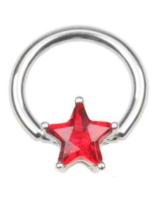 BCR Piercing med Stjerneformet Rød Sten
