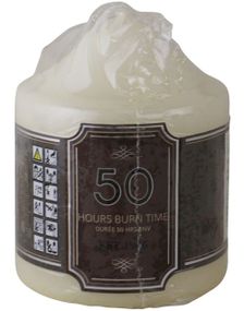 Hvit Søyle Kirkestil Kubbelys 8cm x 7cm (50 timer brennetid)