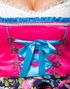 Rosa Dirndl Oktoberfest Korsettkjole i Luksuskvalitet med Forkle