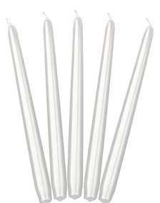 10 stk Perlehvite Kronelys 24 cm