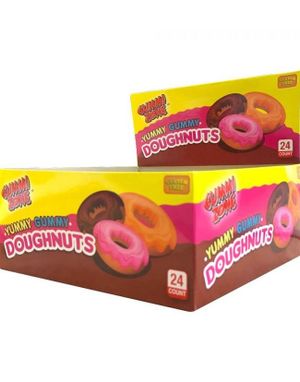 24 stk Yummy Gummy Doughnuts - Vingummi og Skum Donuts - Hel Eske 552 Gram