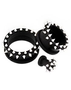 Svart Piercing Tunnel med Hvite Spikes