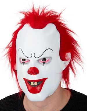 Rødhåra Klovn Latexmaske med Hår