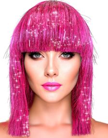 Pink Glitzy - Parykk med Glitter