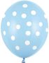 6 stk Pastell Blå Ballonger 30 cm med Hvite Polka Dots
