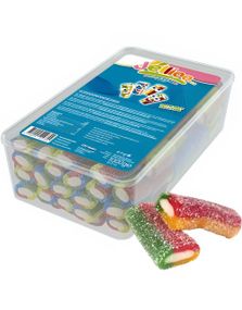 1 kg Boks med Sure Tykke Regnbue Lakrisstenger