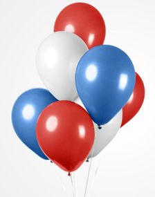 10 stk 30 cm - Røde, Hvite og Blå Ballonger
