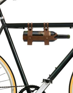 Leather Wine Bottle Bike Caddy - Flaskeholder til Sykkel i Lær