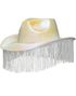 Cowboyhatt med Frynser – Holografisk Hvit