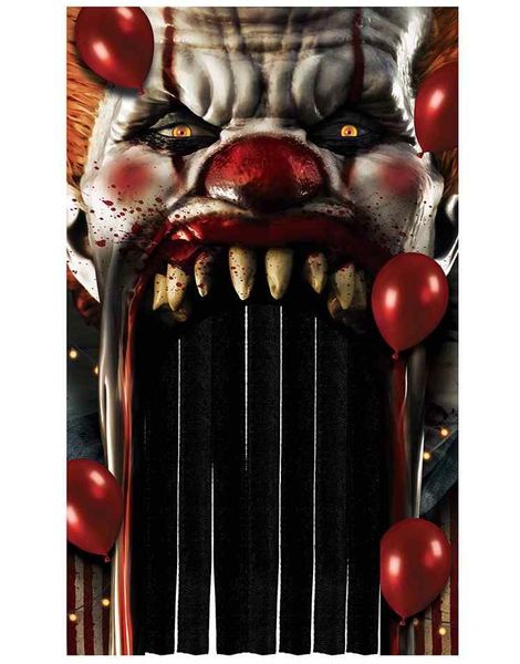 Horror Klovn Dørdekorasjon med Dørgardin 145x240 cm