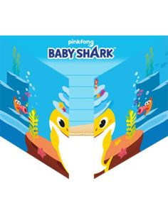 8 stk Invitasjoner med Konvolutter - Baby Shark