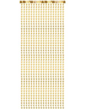 Gullfarget Dørforheng med Stjerner 100x245 cm