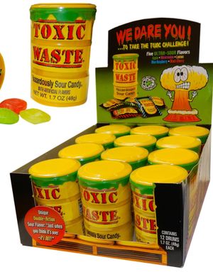 12 stk Toxic Waste Hazardously Supersurt Sukkertøy - Hel eske