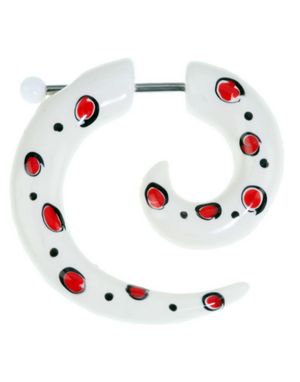 Curled White With Red Spots - Fake Piercing