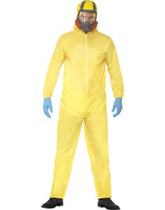 Lisensiert Breaking Bad Hazmat Suit Herrekostyme med Latexmaske