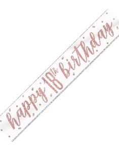 Happy 18th Birthday - 2,7 Meter Hvit og Rosegull Holografisk Banner
