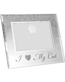 I Love My Cat - Sølvfarget Bilderamme med Glitter 21x17 cm