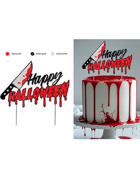 Blodig Kniv "Happy Halloween" - Glitrende Kaketopp