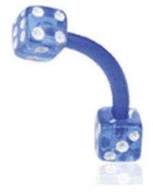 Banan Øyenbrynspiercing i Blå med Terninger 1.2 x 8 mm