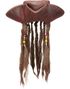 Brun Tricorn Pirathatt med Dreads og Perler