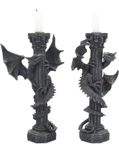 Guardians of the Light - 2 stk Drage Lysestaker 28 cm