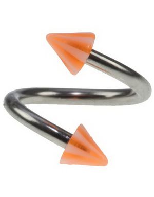 Curve Øyenbrynspiercing med Orange og Hvit Spikes - 1.2 x 8 mm