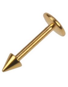 Gullfarget Labret med Spike 1.2 x 8 mm