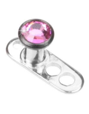 Shiny Pink Stone Dermal Anchor