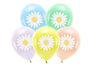 5 stk 30 cm Ballonger - Pastellfargede Ballonger med Blomstermotiv