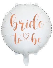 Bride to Be - Rund Hvit Folieballong med Rosegullfarget Tekst 45 cm