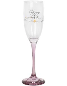 Happy 40 - Champagneglass med Rosa Stett