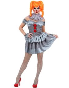 B-VARE! Lisensiert Sølvfarget Pennywise Kostymesett til Dame - S