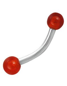 Banana Øyenbrynspiercing med Runde Røde Kuler - 1.2 x 8 mm