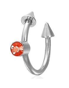 Øyenbrynspiercing med Spike Kuler & Rød Sten - 1,2 x 10 mm