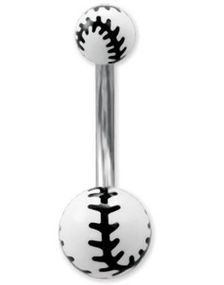 Tøff Navlepiercing med Baseball Kuler