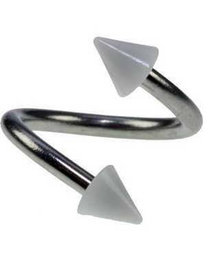 Curve Øyenbrynspiercing med Hvite Spikes - 1.2 x 8 mm