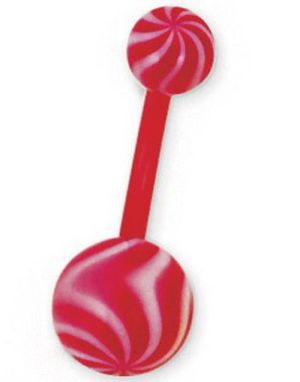 Candy Look Rød og Hvit Navlepiercing