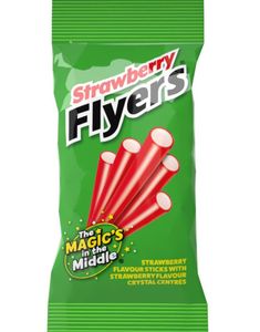 Maxilin Strawberry Flyers - Lakrisstenger med Jordbærfyll 75 gram