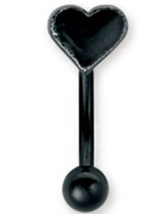 Øyenbrynspiercing i Svart med Hjerteformet Kule - 1.2 x 8 mm
