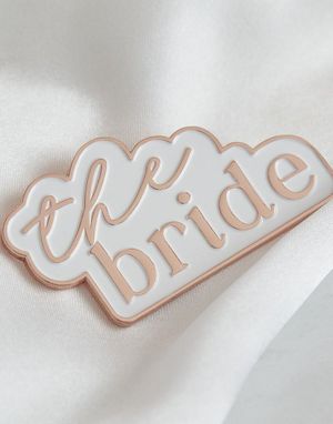 1 stk. "The Bride" Hvit og Rosegull Pin