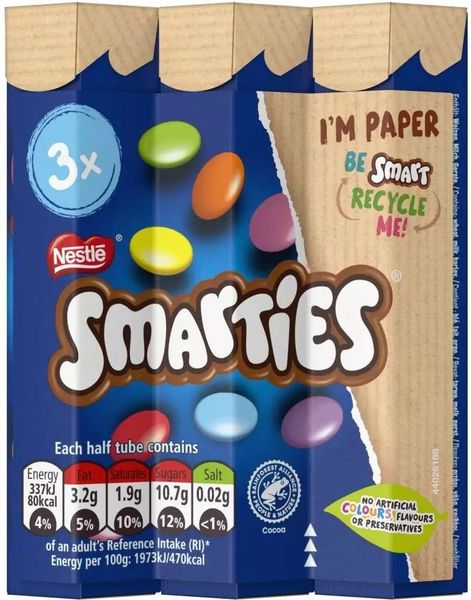 3 pk Smarties Tubes 102 gram 