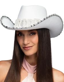 Glamorøs Bride Cowboyhatt med Perler og Paljetter