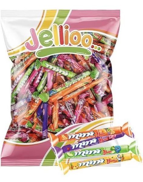 1 kg Mini Yum Chewy Sticks - Karamellstenger med Forskjellige Fruktsmaker