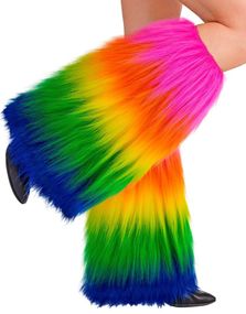 Regnbuefarget - Plysj Leggvarmere