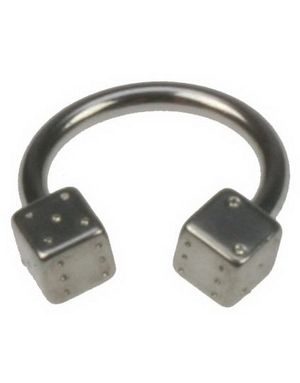Rund Øyenbrynspierving med Terninger - 1,2 x 8 mm