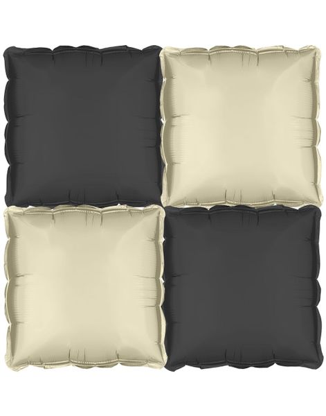 4 stk Tosidig Beige/Svart Firkantet Folie Ballong for Backdrop/Bakgrunn