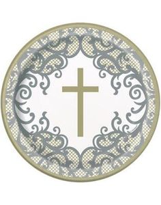 8 stk Flotte Papptallerkener med Gullkors 17 cm - Gold Cross