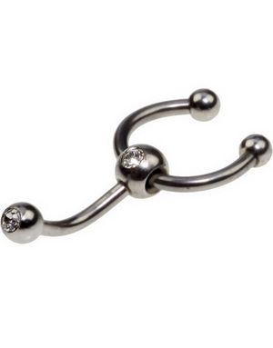 Øyenbrynspiercing med Hestesko og Klare Stener - 1.2 x 8 mm