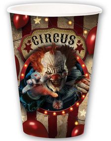6 stk Pappkopper med Horror Sirkus Motiv 355 ml